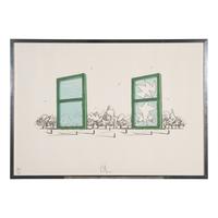 Claes Oldenburg (American, 1929-2022) — Proposal for Civic Monument in the Form of Two Windows (from A Portfolio of 13 Prints to Commemorate Anthology Film Archives ) , 1982