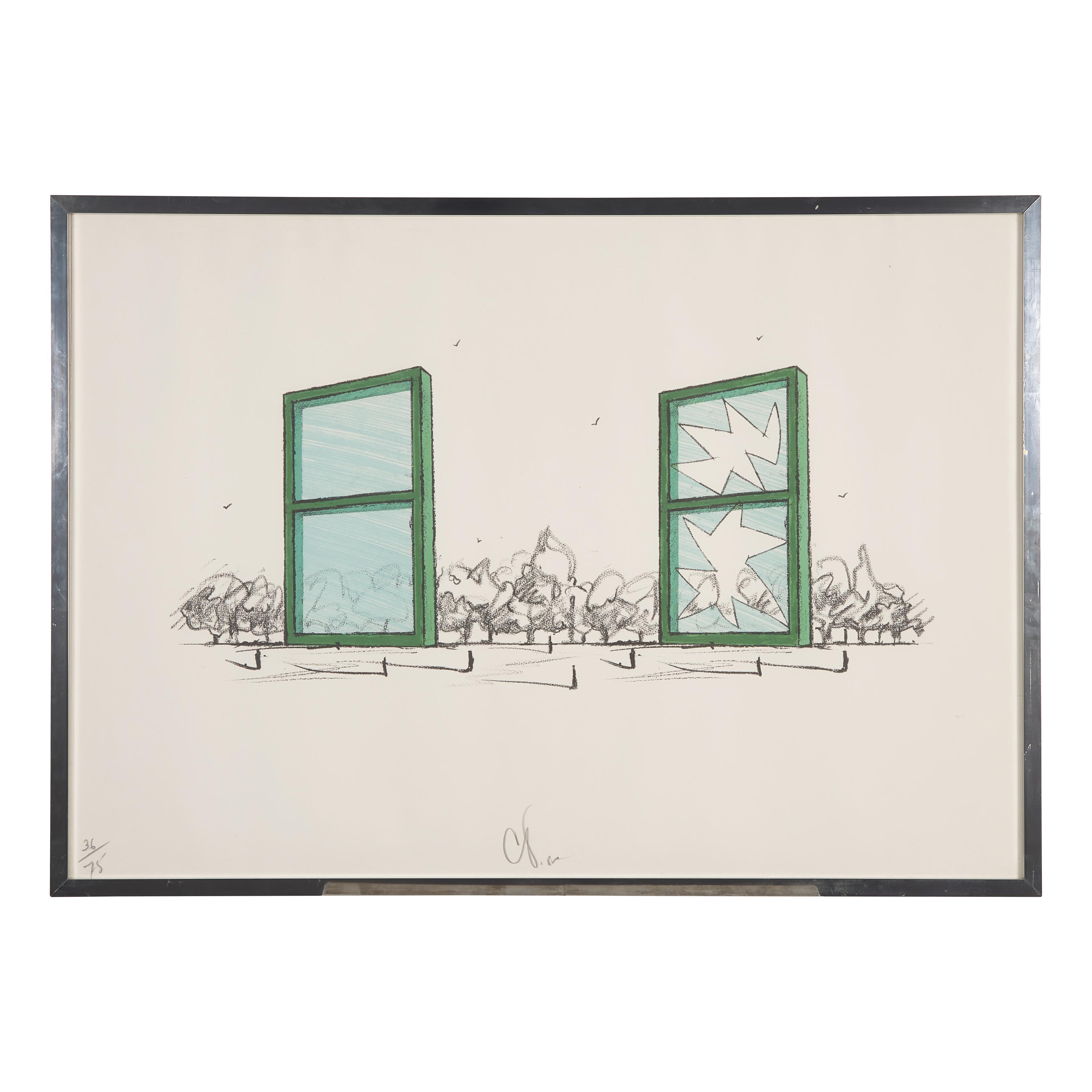 Claes Oldenburg (American, 1929-2022) — Proposal for Civic Monument in the Form of Two Windows (from A Portfolio of 13 Prints to Commemorate Anthology Film Archives ) , 1982
