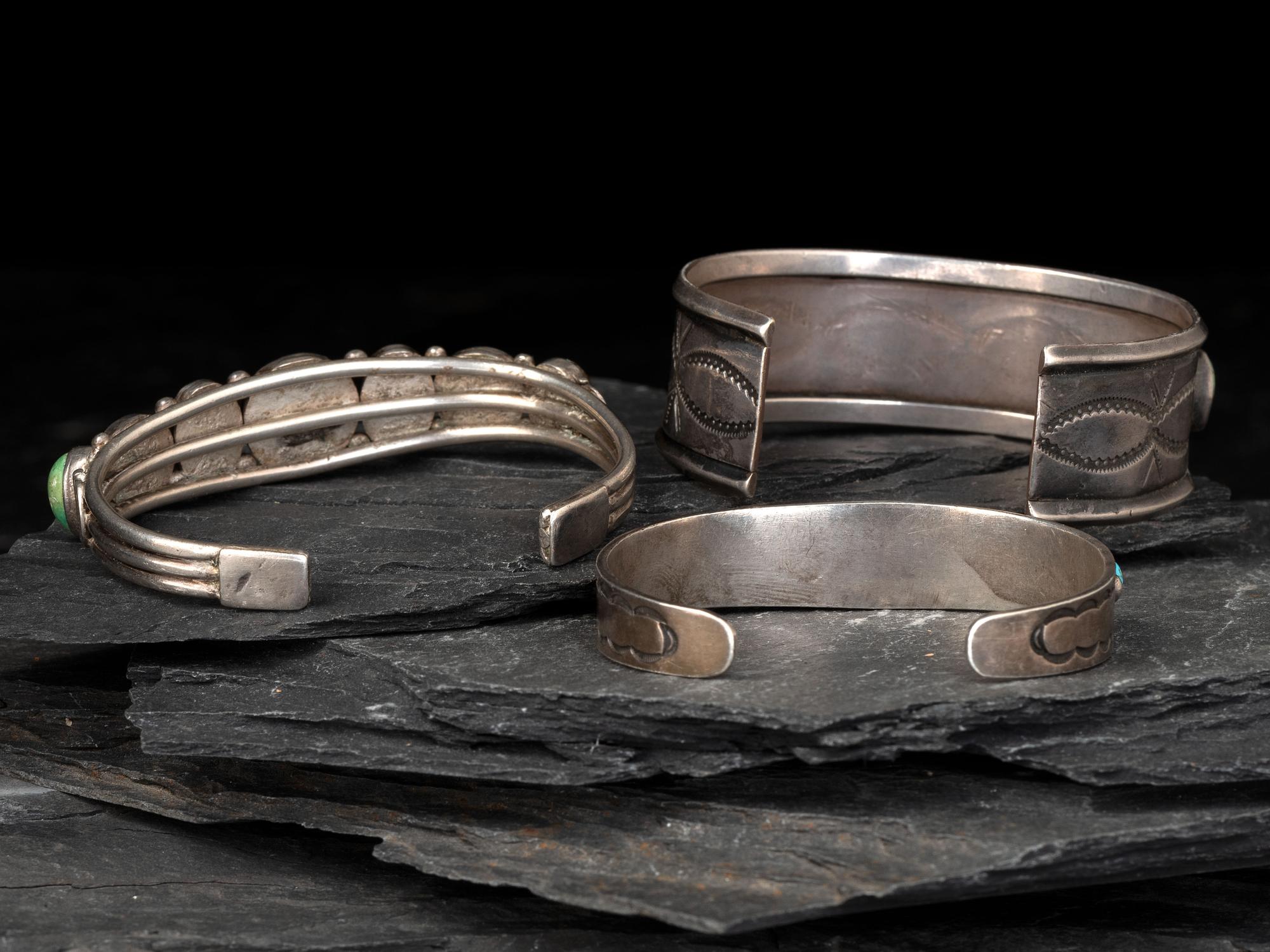 Navajo Silver and Turquoise Cuff Bracelets