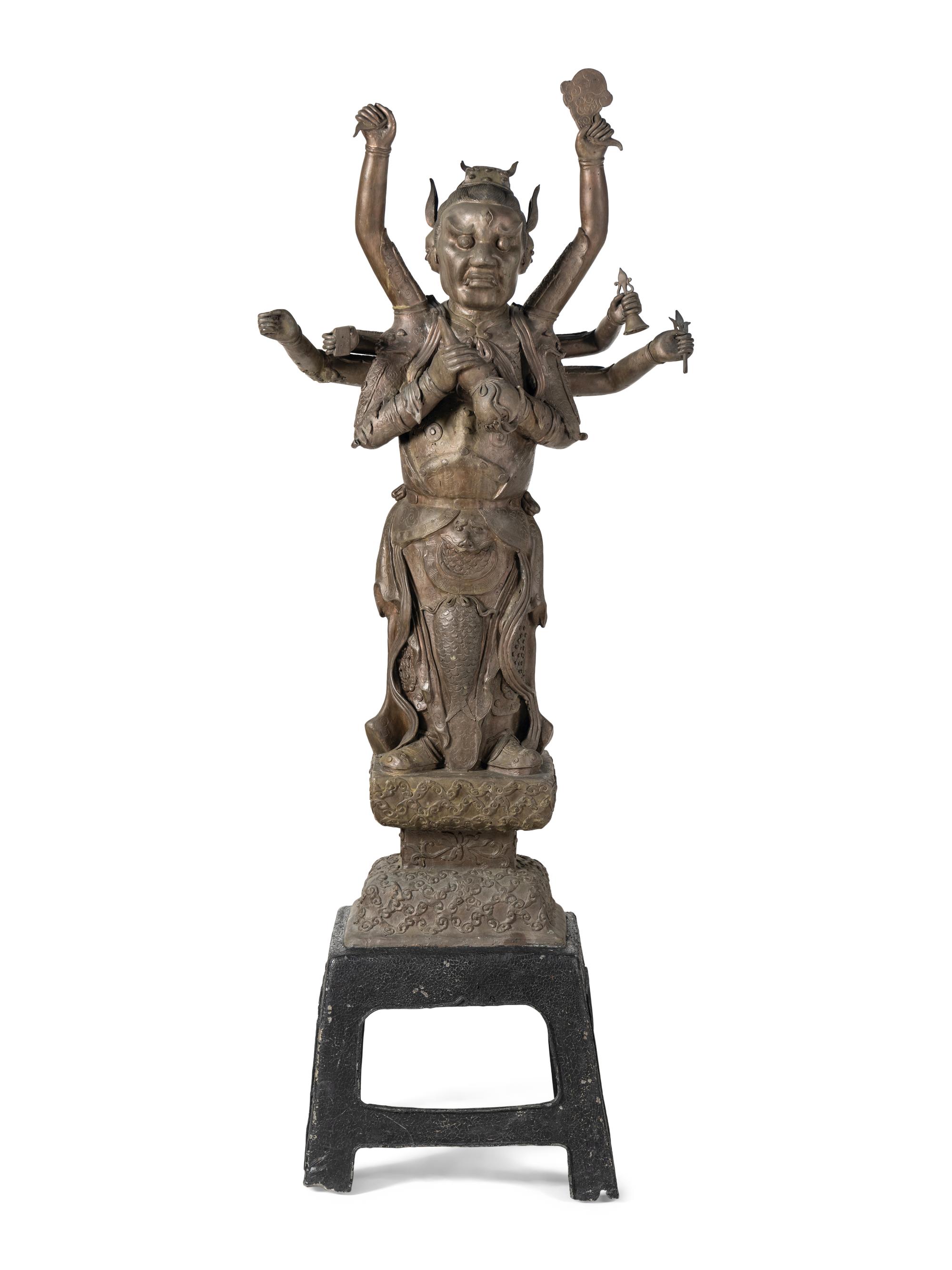 A Large Chinese Bronze Figure of a Deity