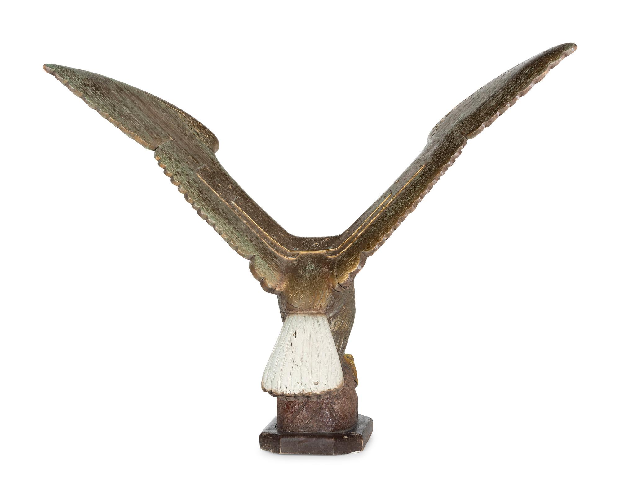 A Large Paint Decorated Spread-Winged American Bald Eagle Finial
