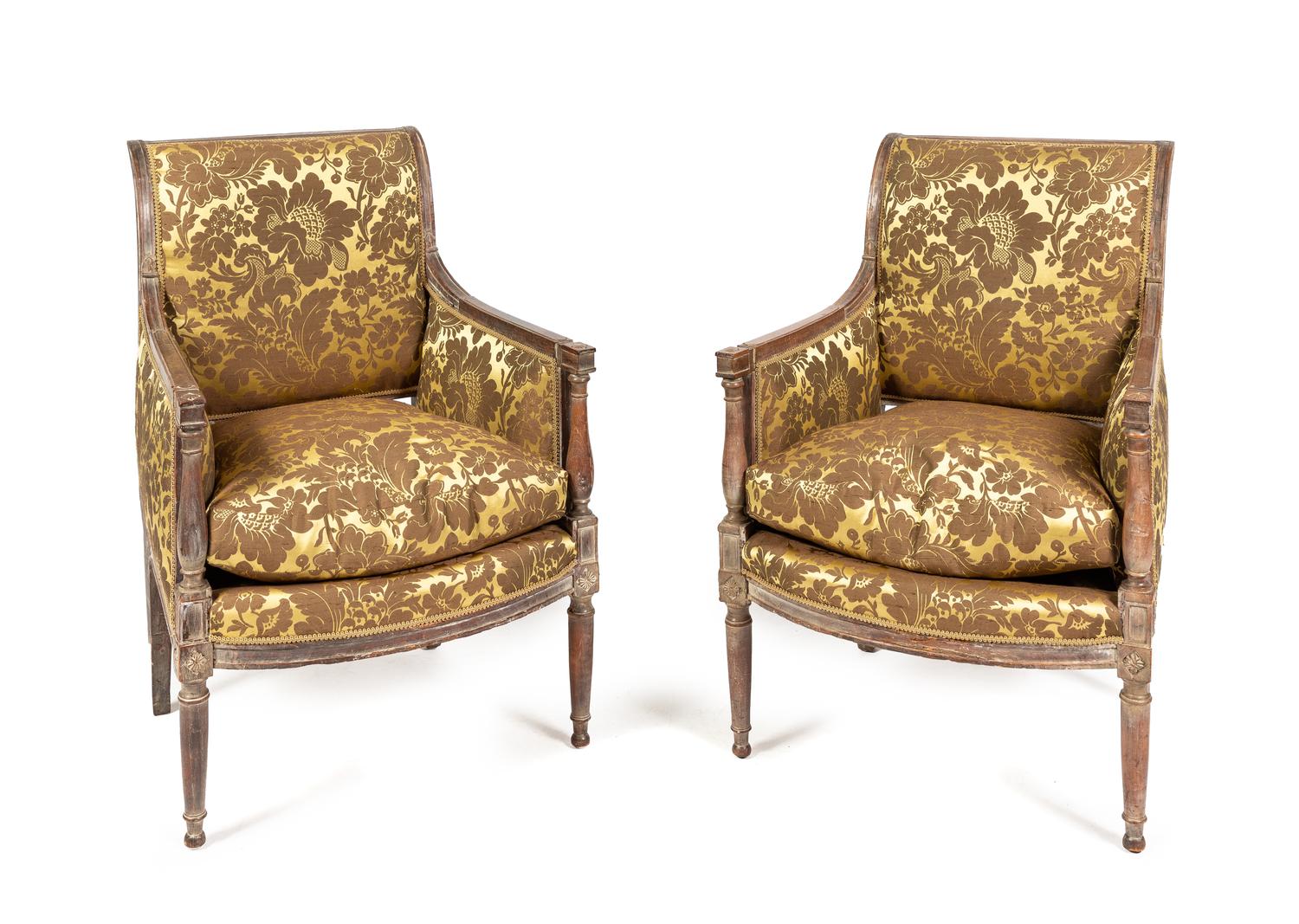 A Pair of Directoire Painted Bergeres