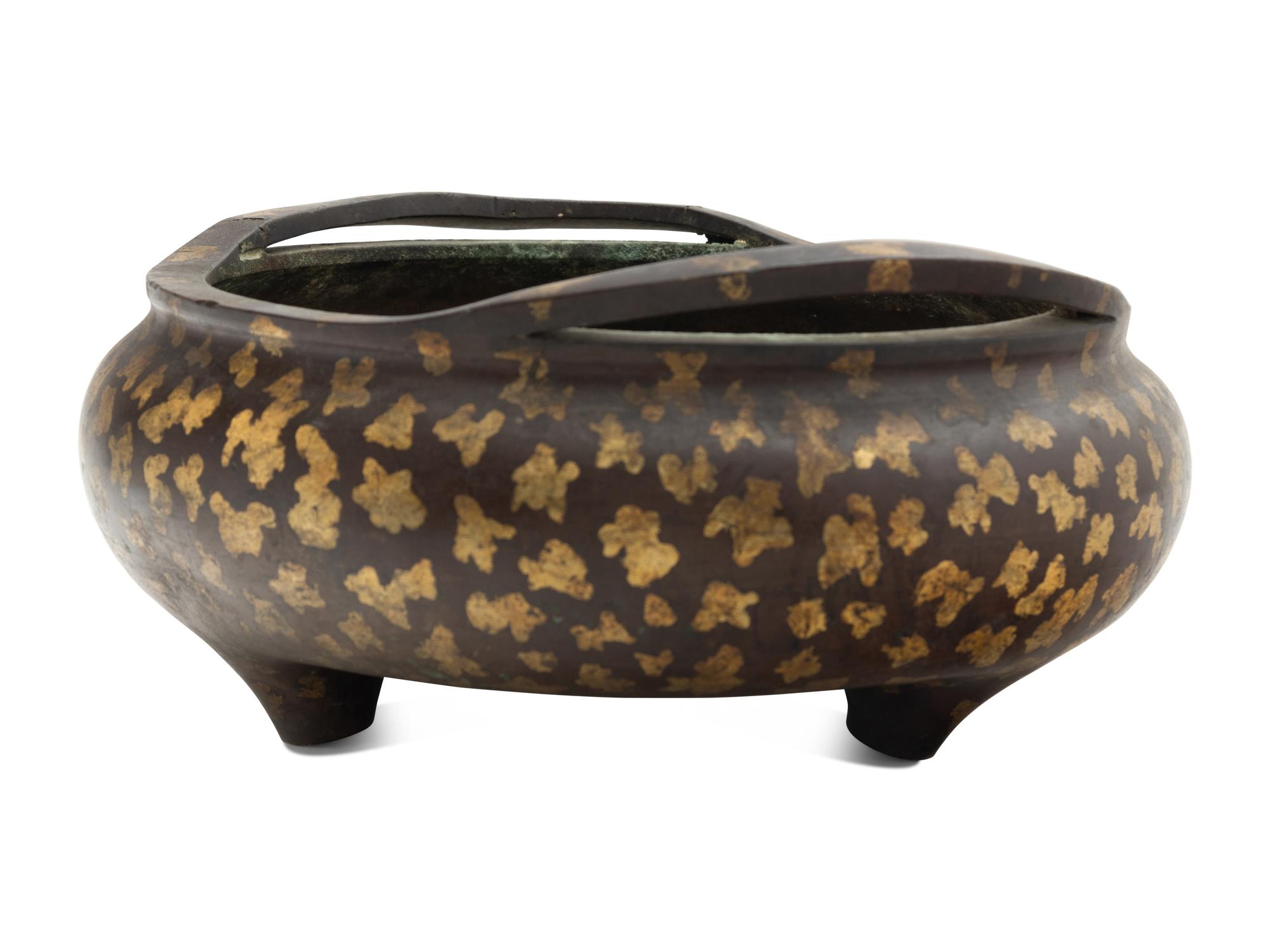 A Gilt-Splashed Bronze Incense Burner