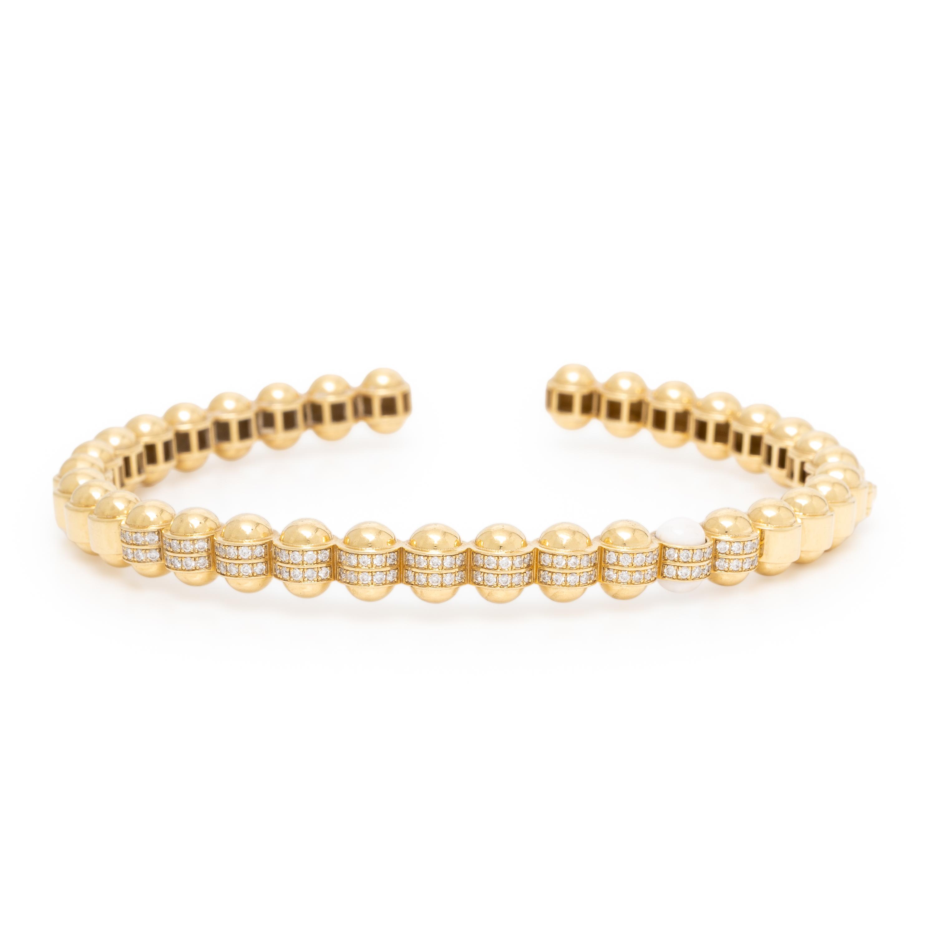 L'Atelier Nawbar, 'Atom', Diamond, Enamel, and Yellow Gold Bangle Bracelet