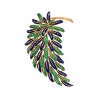 YELLOW GOLD AND ENAMEL BROOCH