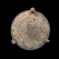 A Chinese Painted Grey Pottery Covered Vessel and Cover, Lian, Han Dynasty 漢 灰陶彩繪三足匲