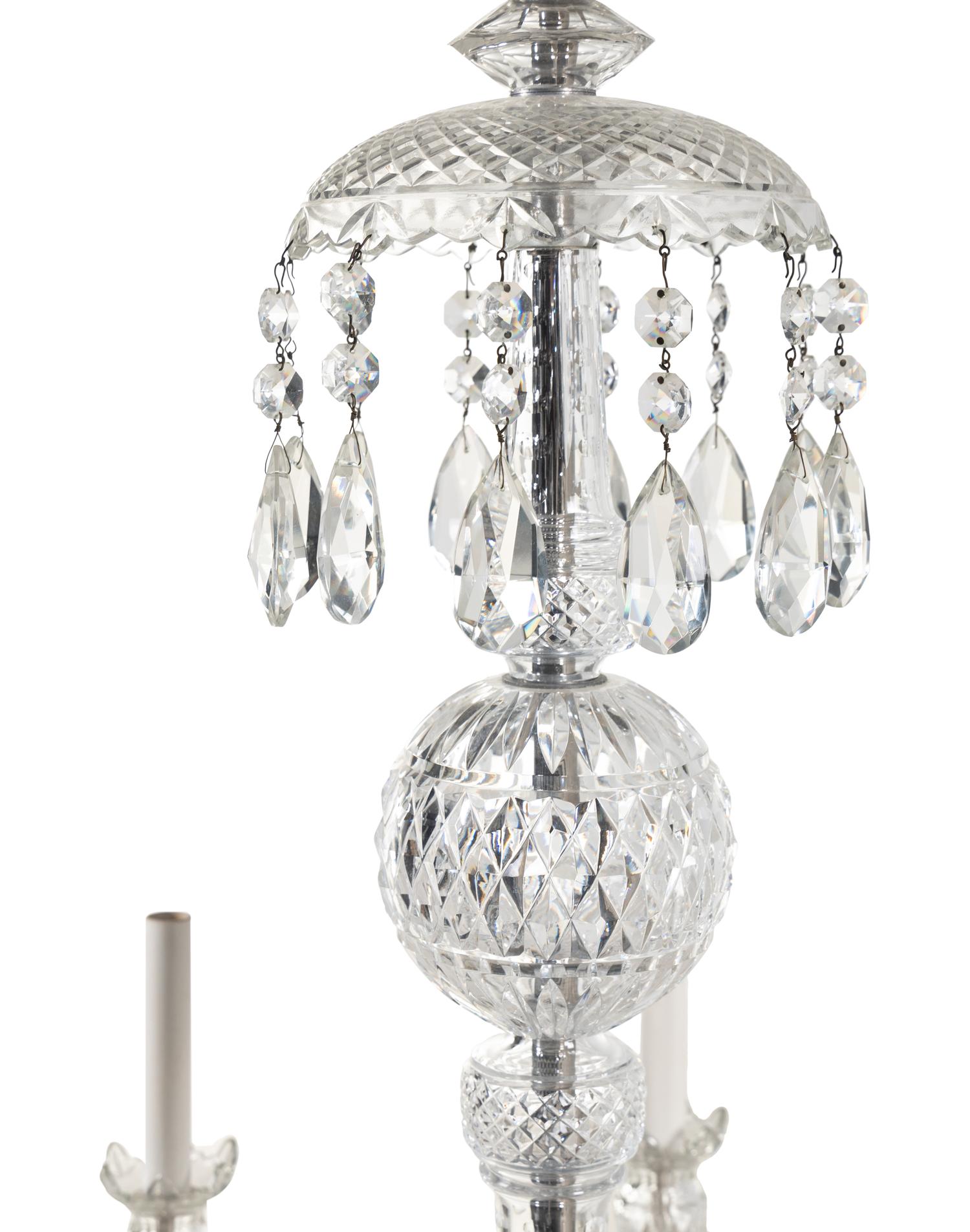 A George III Style Cut Glass Six-Light Chandelier