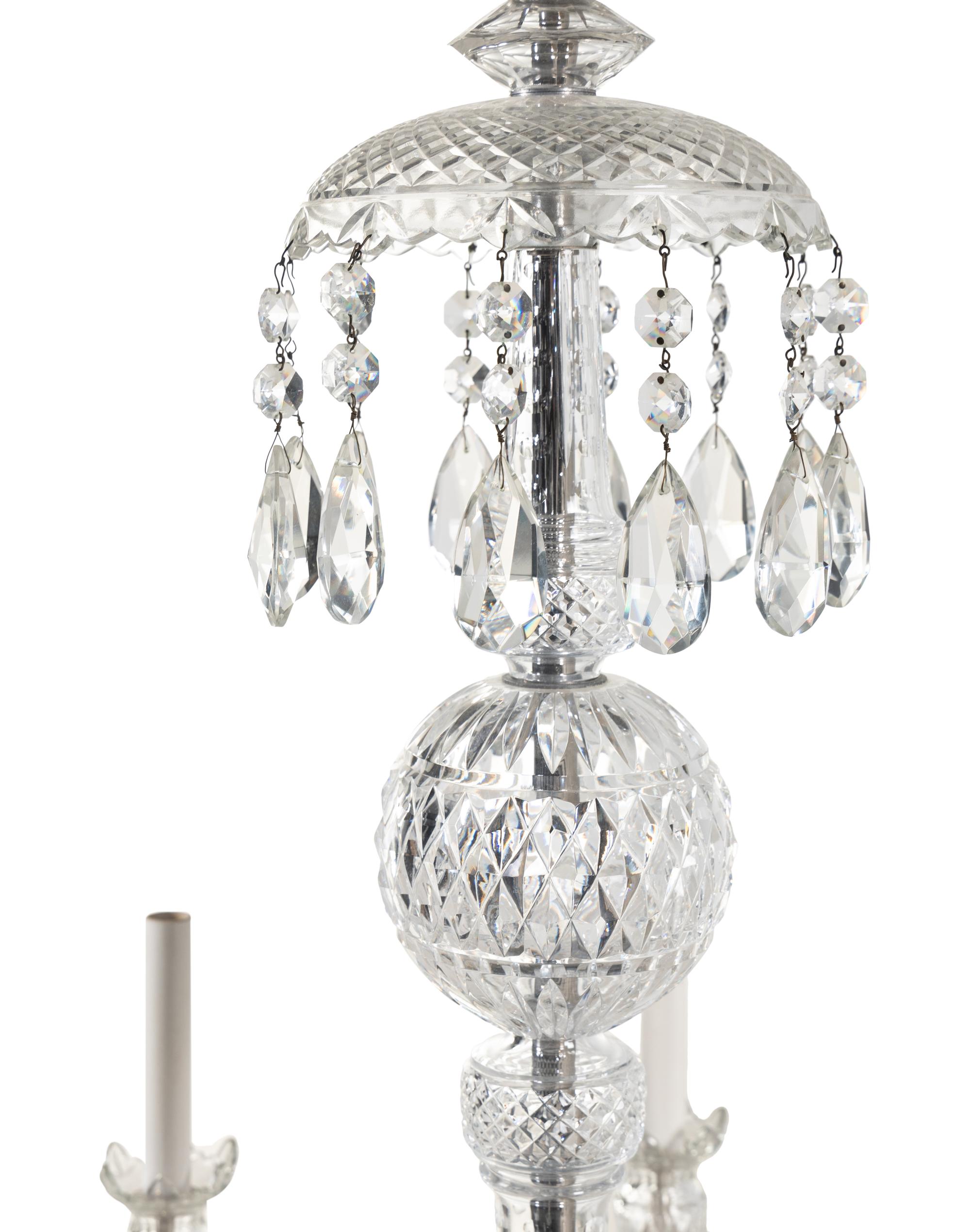 A George III Style Cut Glass Six-Light Chandelier