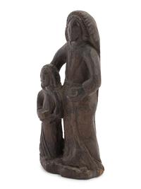 A Continental Carved Wood Figure of a Mother and Child