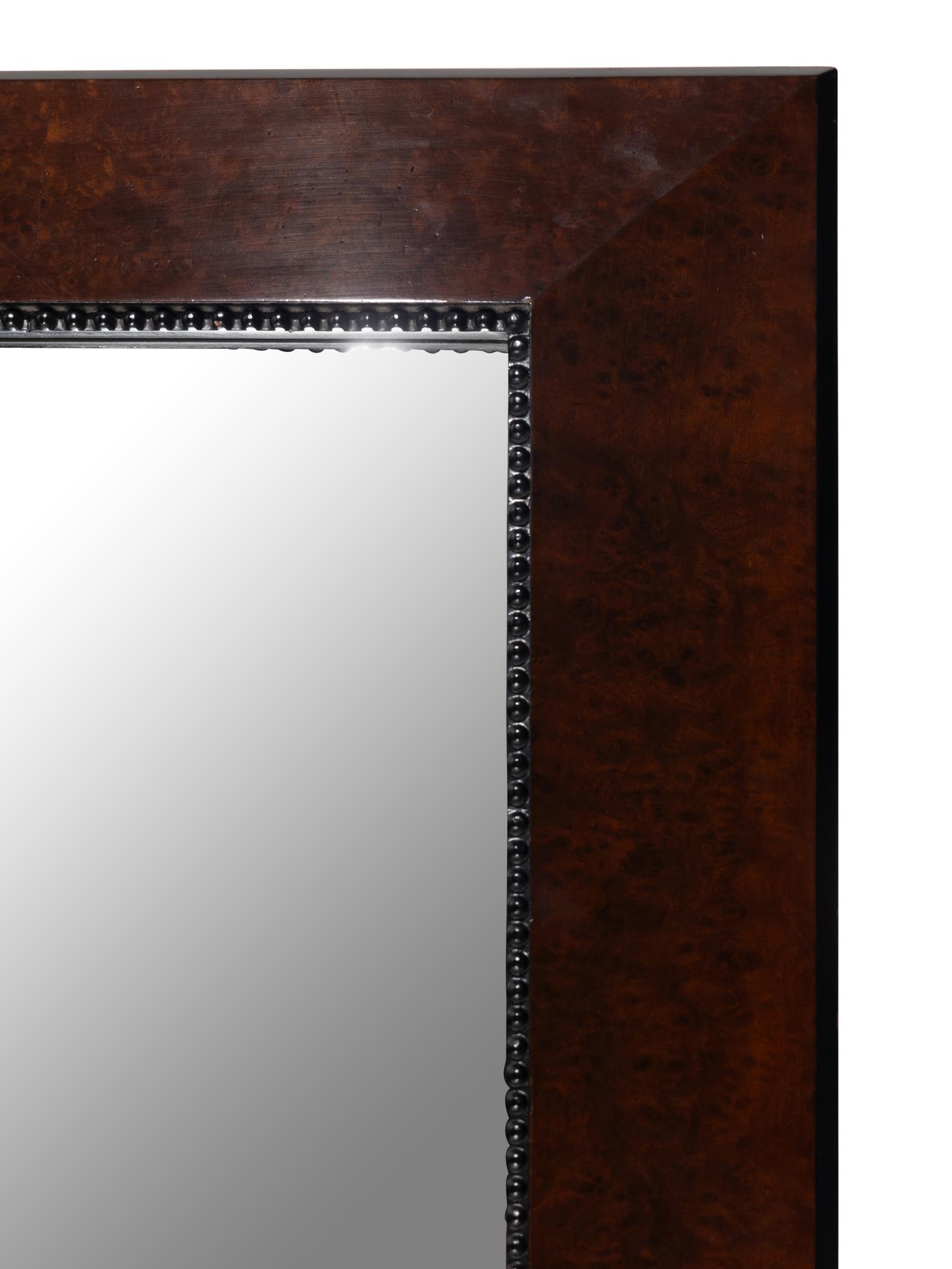A Large Contemporary Burlwood Mirror