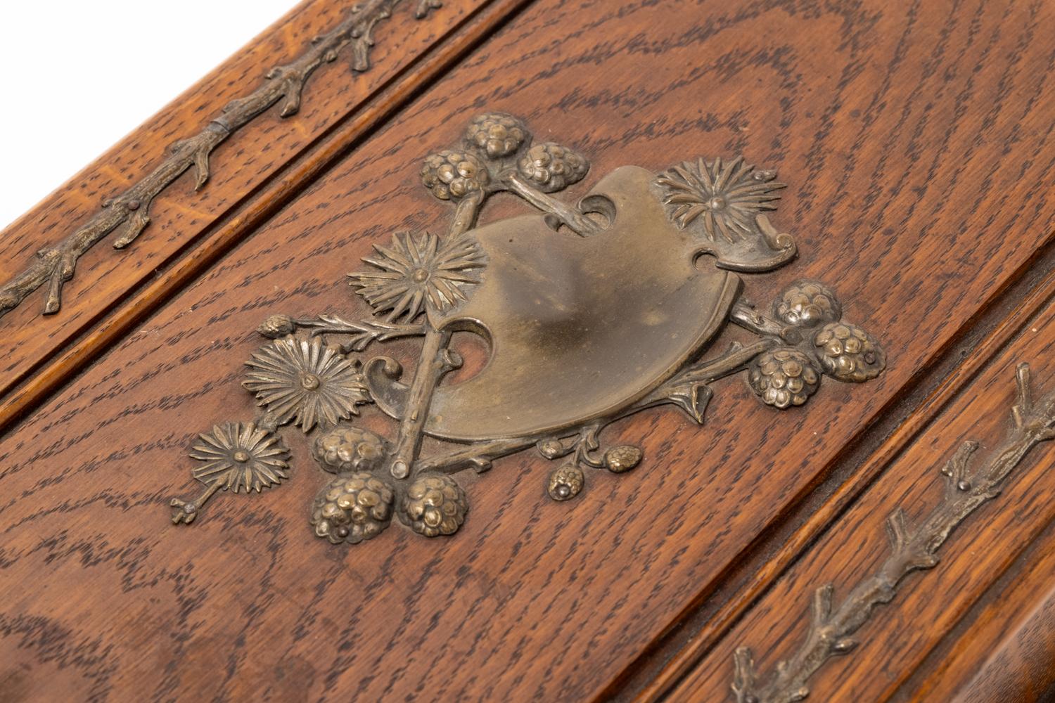A Black Forest Gilt Metal Mounted Oak Box