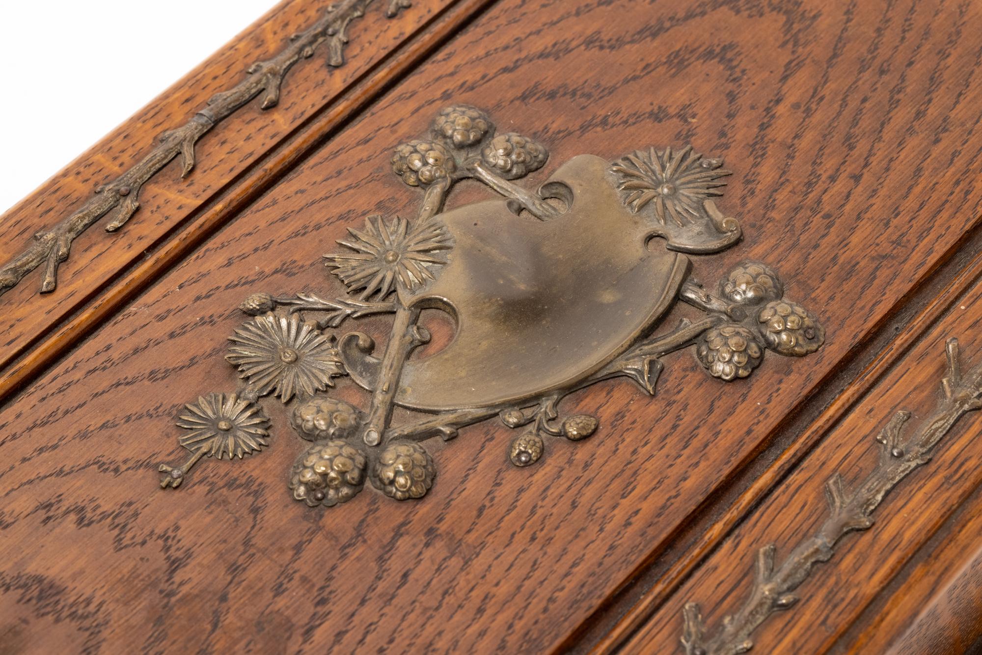 A Black Forest Gilt Metal Mounted Oak Box