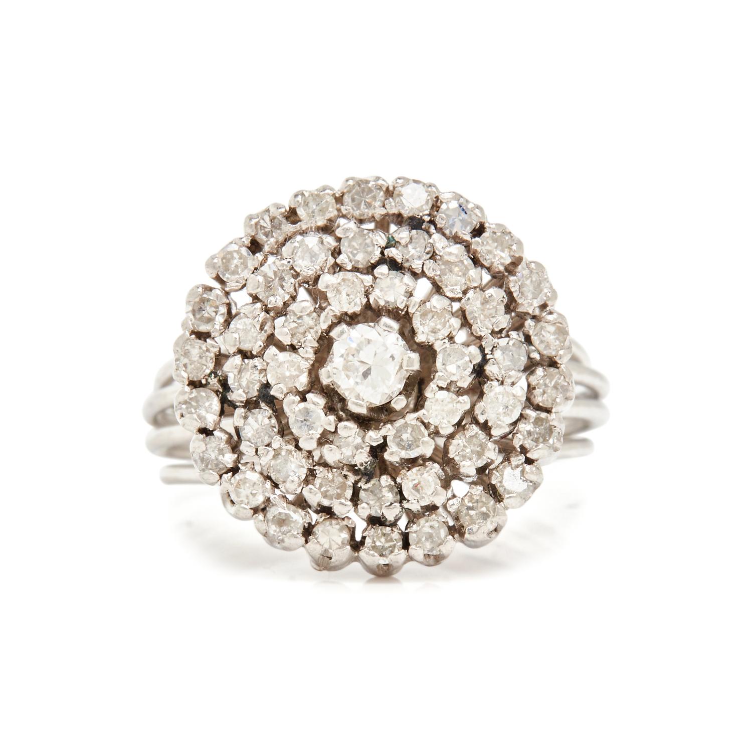 PLATINUM AND DIAMOND CLUSTER RING