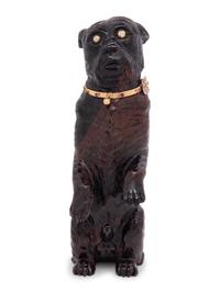 A Diamond and Ruby Inset Carved Hardstone Model of a Terrier