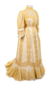 A Macheret Paris New York Cream Bodice and Skirt, 1900s No size label
