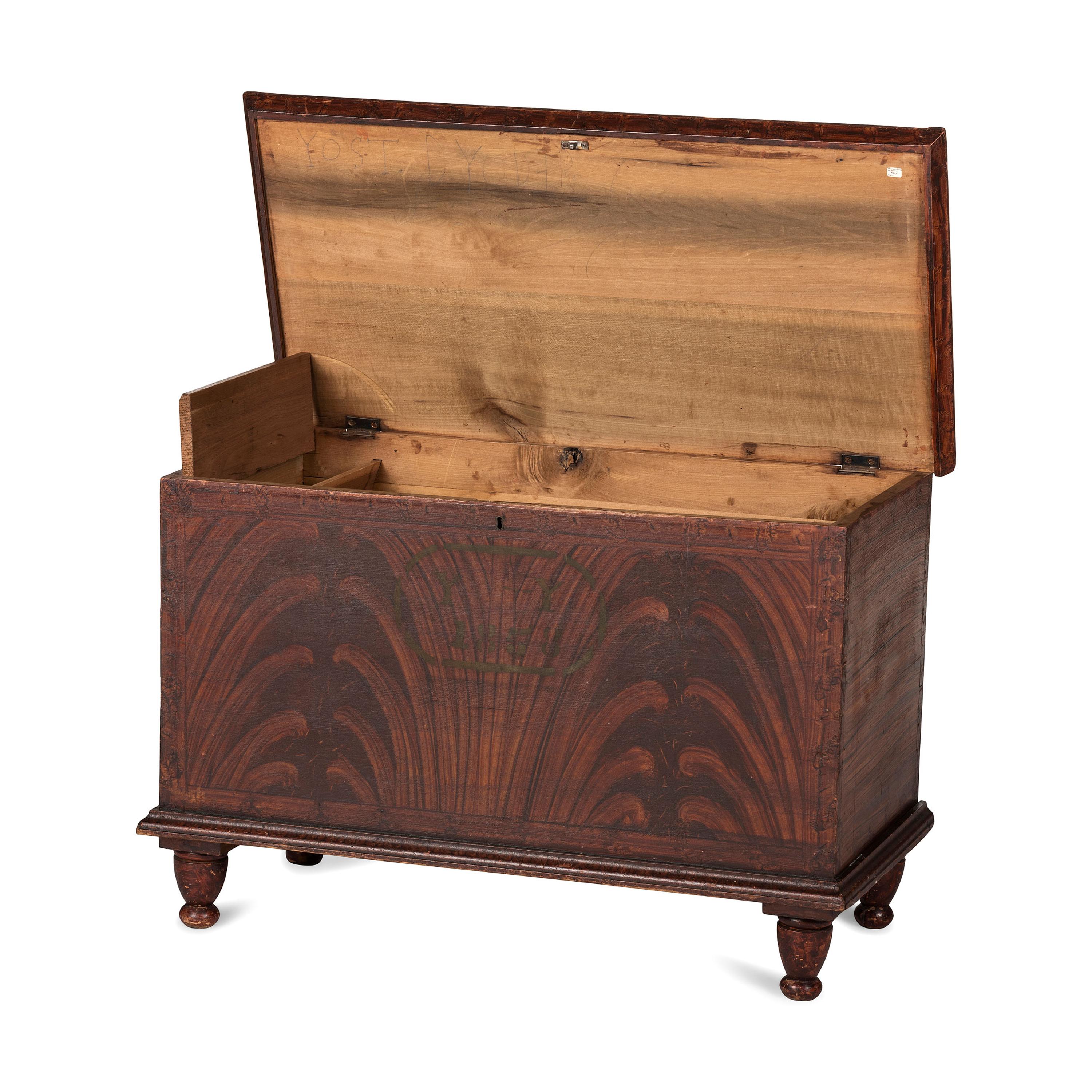 An Wooster, Ohio Grain-Painted and Stencil Decorated Poplar Blanket Chest