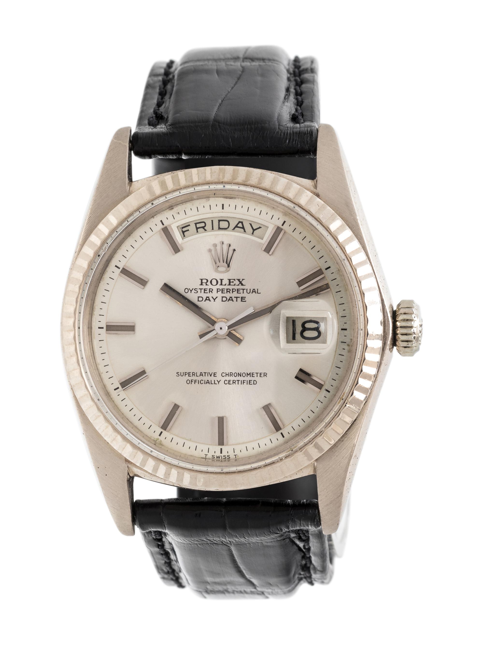 ROLEX, REF. 1803 18K WHITE GOLD 'OYSTER PERPETUAL DAY DATE WIDE BOY DIAL' WRISTWATCH, CIRCA 1969