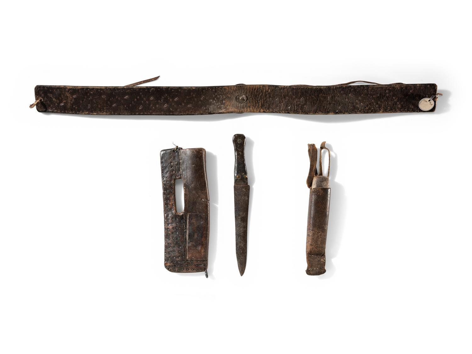 Blackfeet Tacked Belt, with Knife Sheath and Whetstone Case