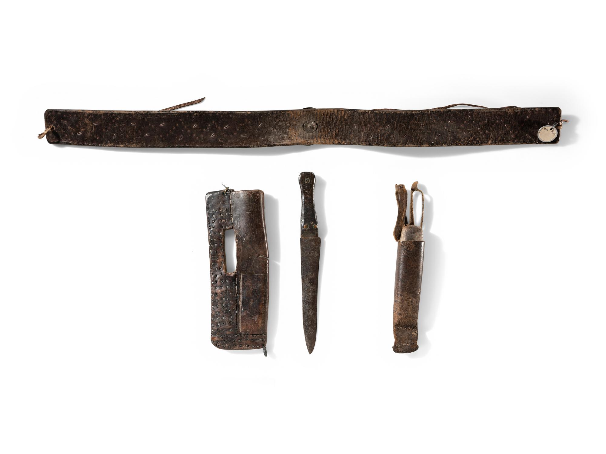 Blackfeet Tacked Belt, with Knife Sheath and Whetstone Case