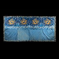 A Chinese Embroidered Silk 'Dragon' Panel, 19th Century — 清晚期 藍地龍紋綉片一幅