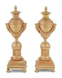 A Pair of English Gilt Bronze Cassolettes in the Style of Matthew Boulton