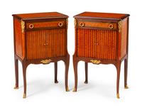 A Pair of French Transitional Style Parquetry Nightstands