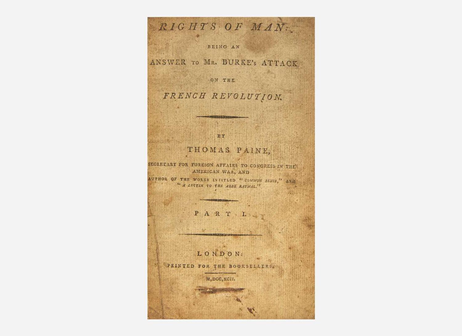 [Americana] Paine, Thomas: Rights of Man: Being an Answer to Mr. Burke's Attack on the French Revolution