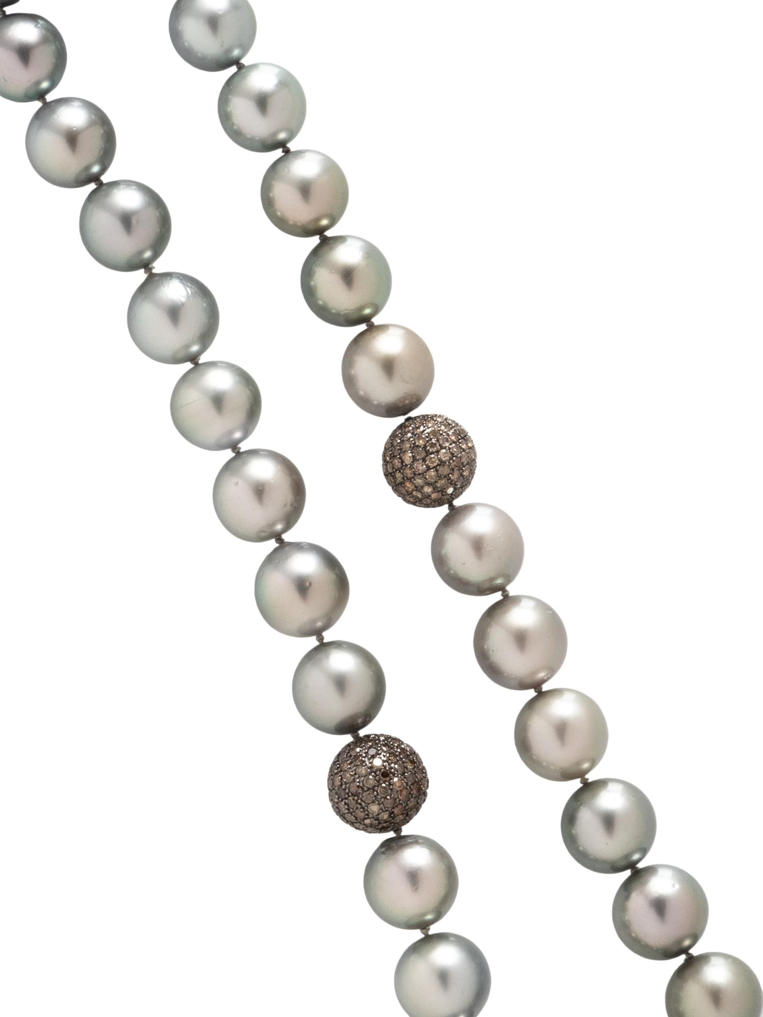 TAHITIAN CULTURED PEARL AND COLORED DIAMOND NECKLACE