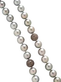 TAHITIAN CULTURED PEARL AND COLORED DIAMOND NECKLACE