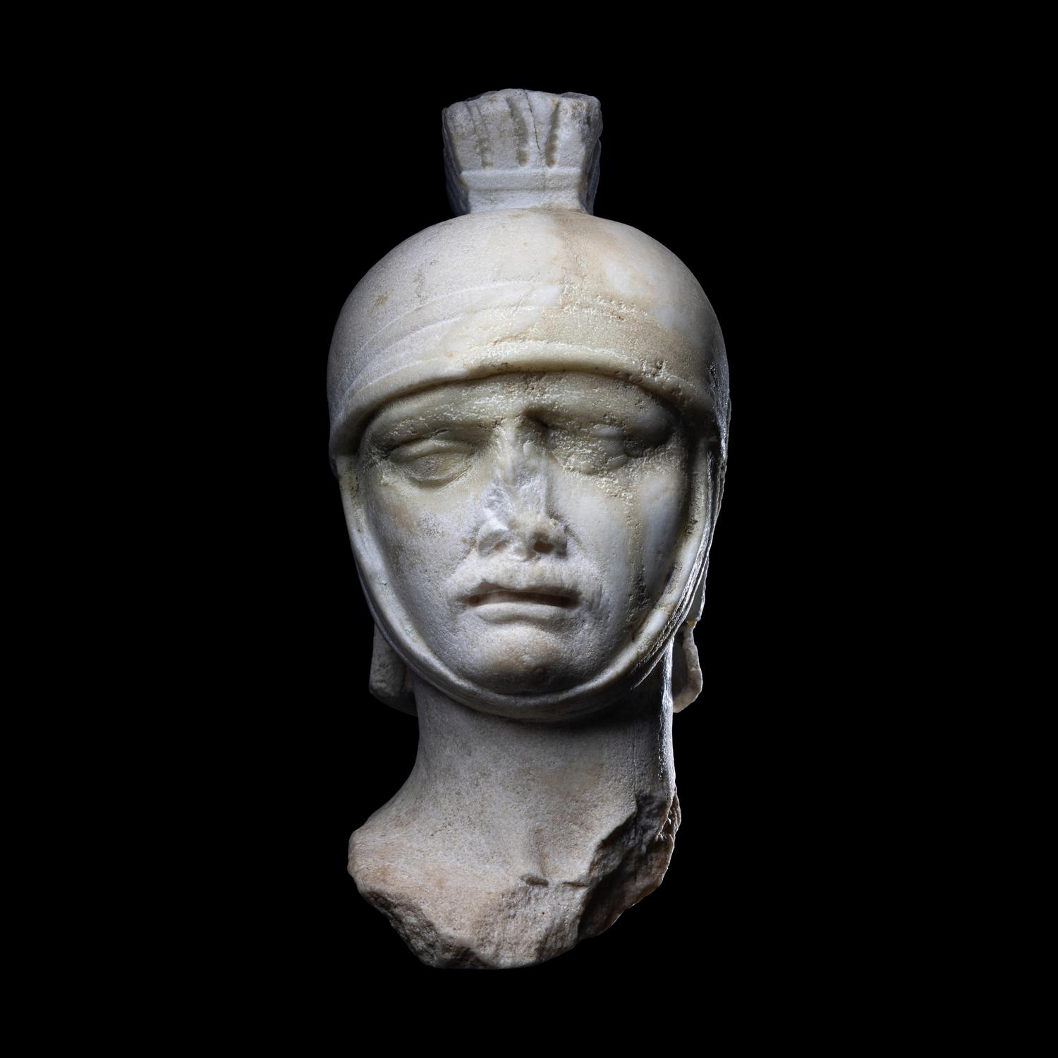 A Roman Marble Head of a Soldier