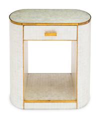 A Contemporary Capiz Shell and Brass Side Table