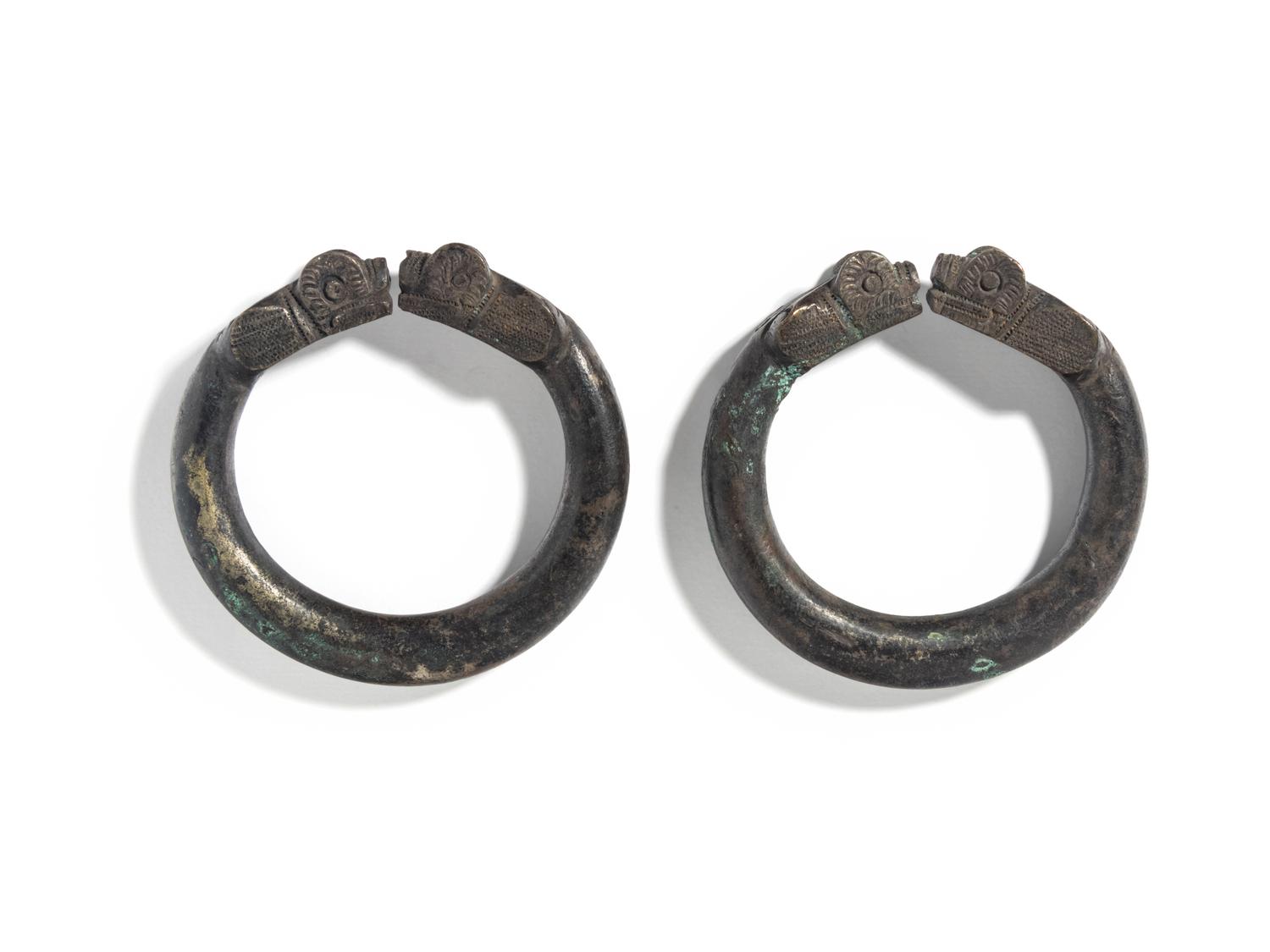A Pair of North Greek Silver Snake Bracelets