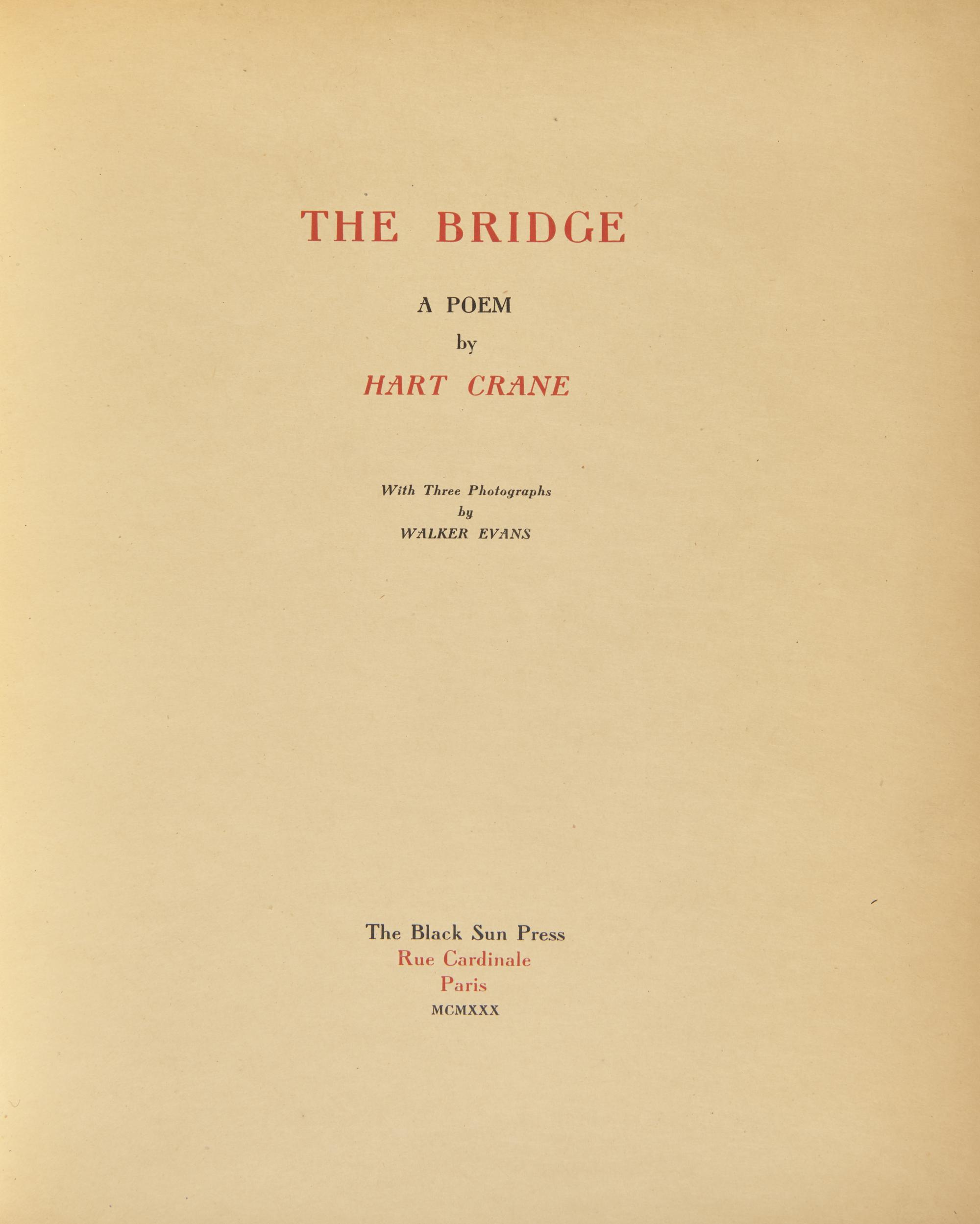 [Black Sun Press] Crane, Hart. The Bridge