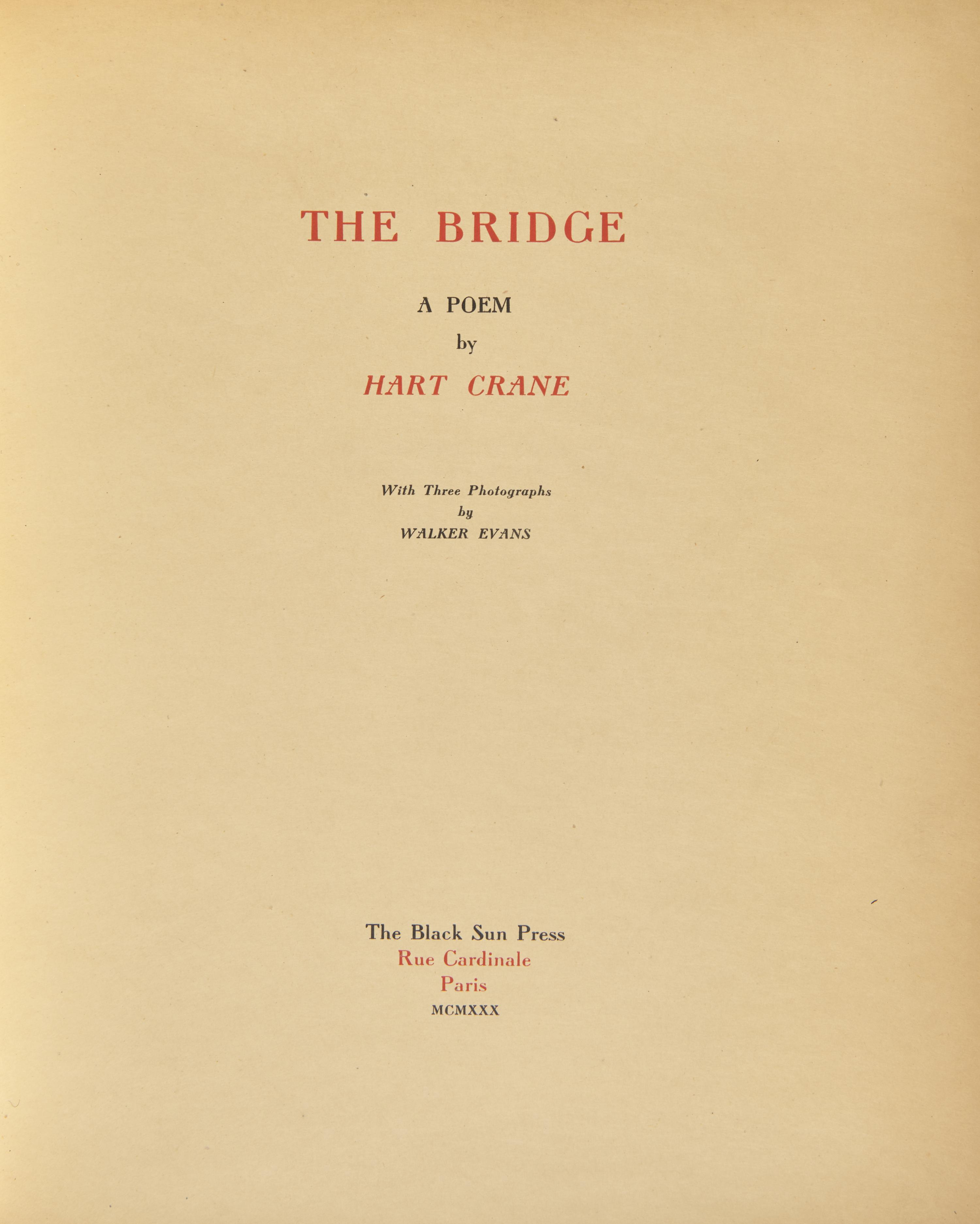 [Black Sun Press] Crane, Hart. The Bridge