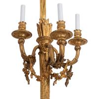 A Set of Four Large French Gilt Bronze Three-Light Sconces