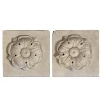 A Pair of Carved Marble Plinths 6" W x 3" D x 6" H, — France, Circa 1900