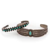 Navajo and Zuni Silver and Turquoise Cuff Bracelets