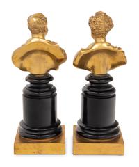 A Pair of Gilt and Patinated Bronze Busts