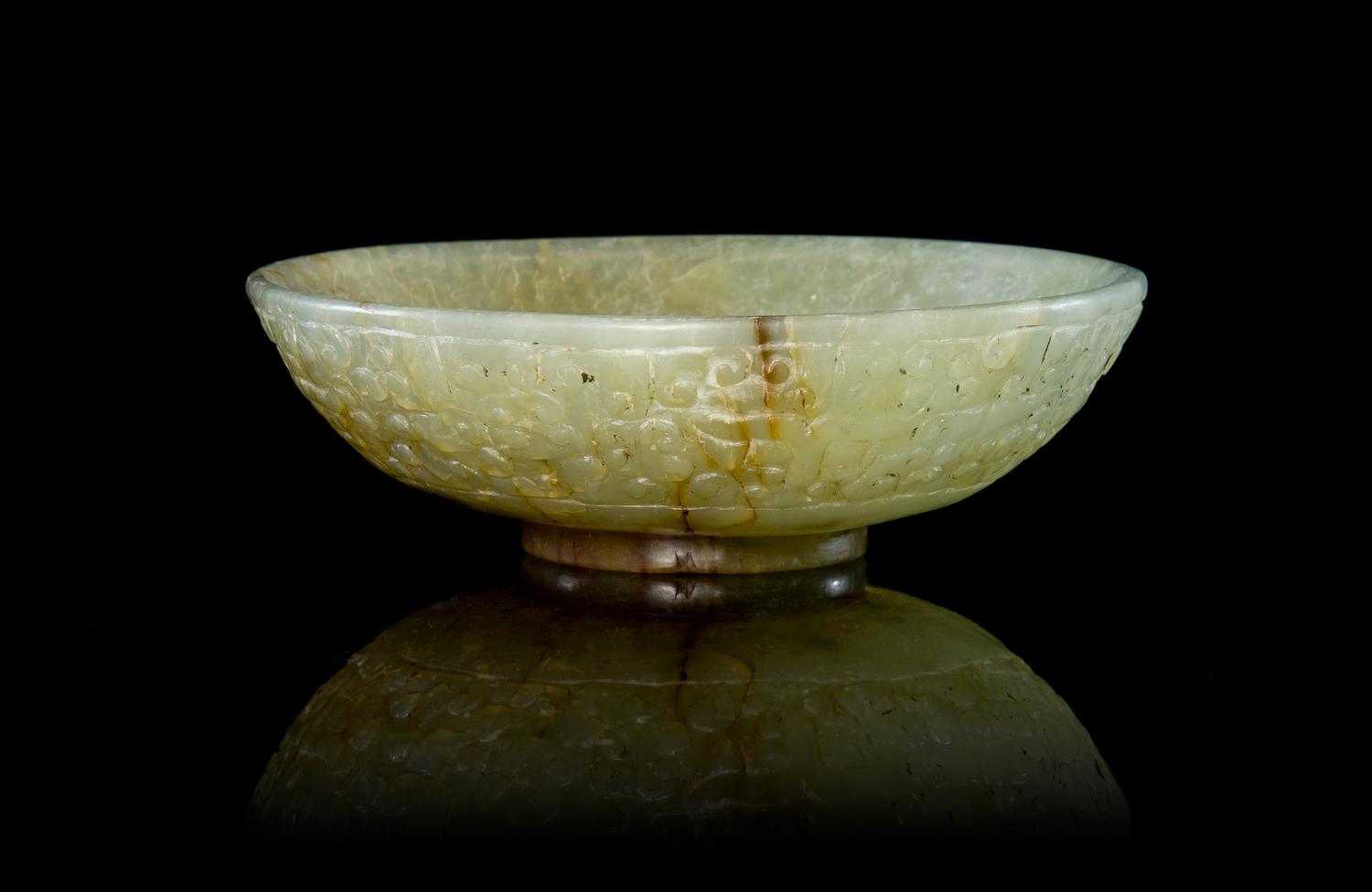 A Group of Six Archaistic Jade Toggles Diameter of bowl 5 inches.
