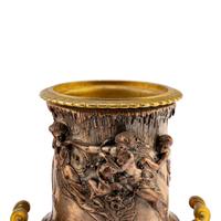 A Pair of French Gilt and Silvered Bronze Urns
