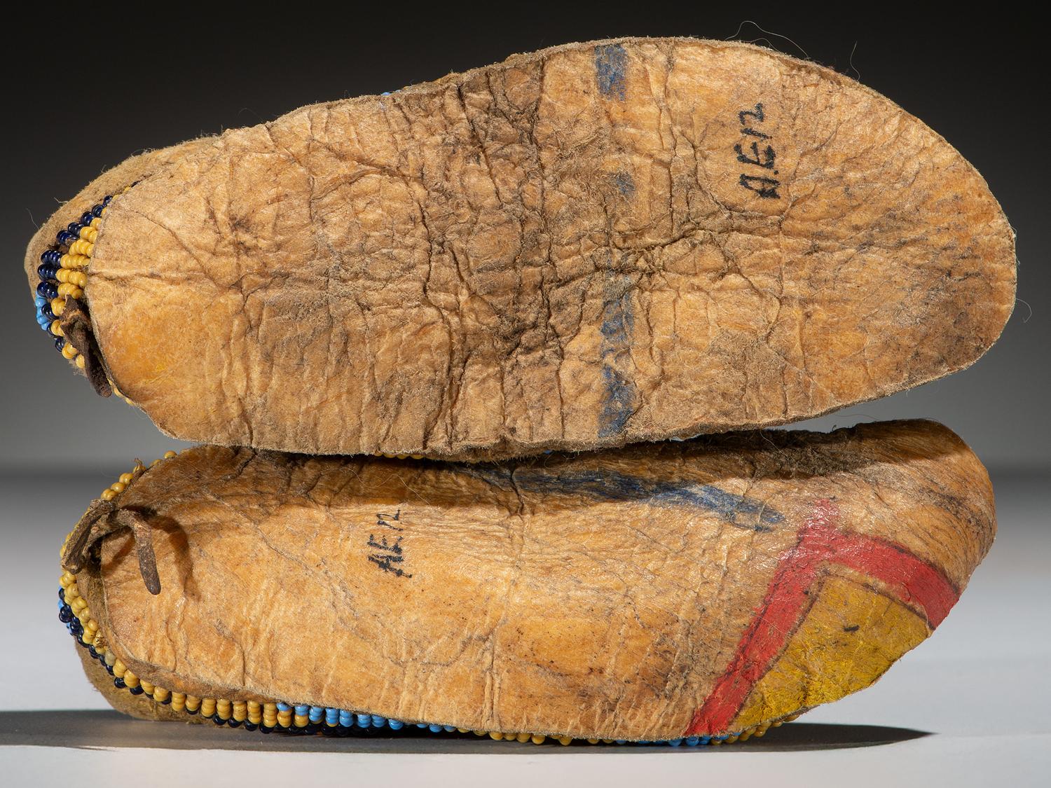 Sioux Child's Beaded Buffalo Hide Moccasins