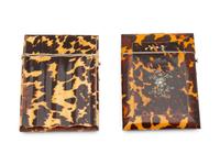 Two Silver Inlaid Faux-Tortoiseshell Card Cases