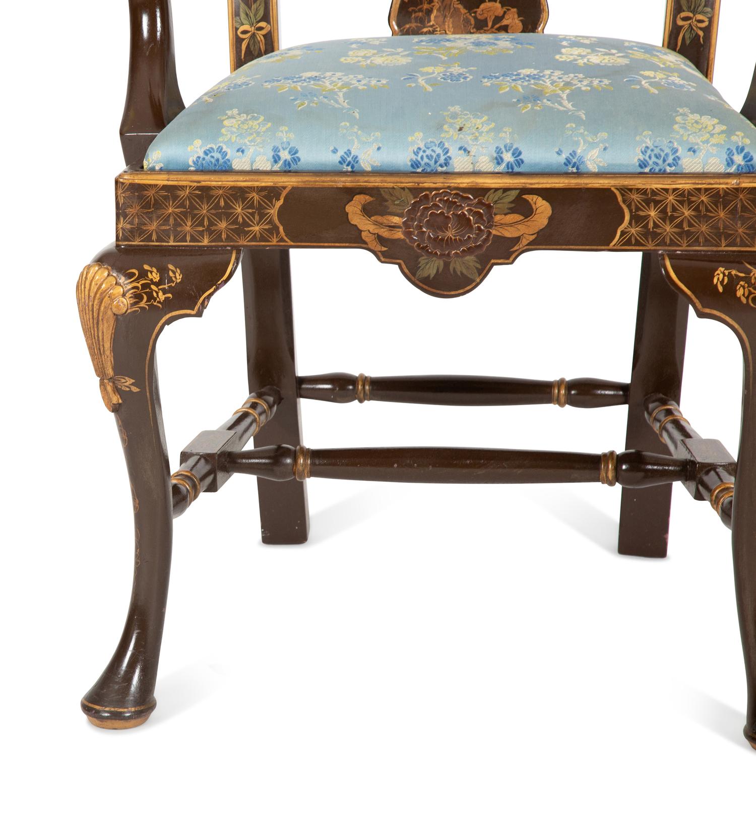 A Queen Anne Style Japanned Armchair