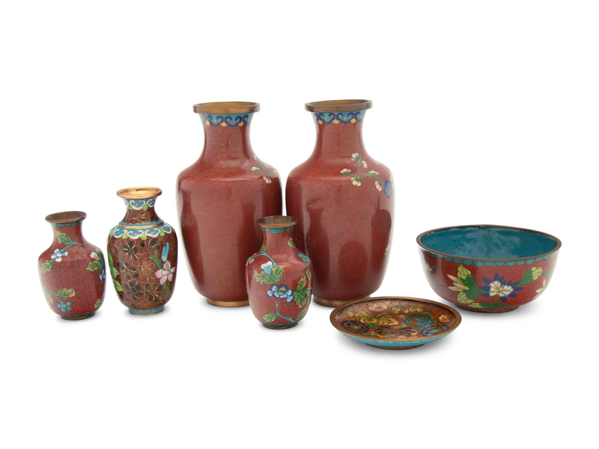 16 Chinese Cloisonné Enamel Vessels