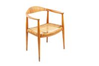 A Modern Teak and Woven Rush Arm Chair