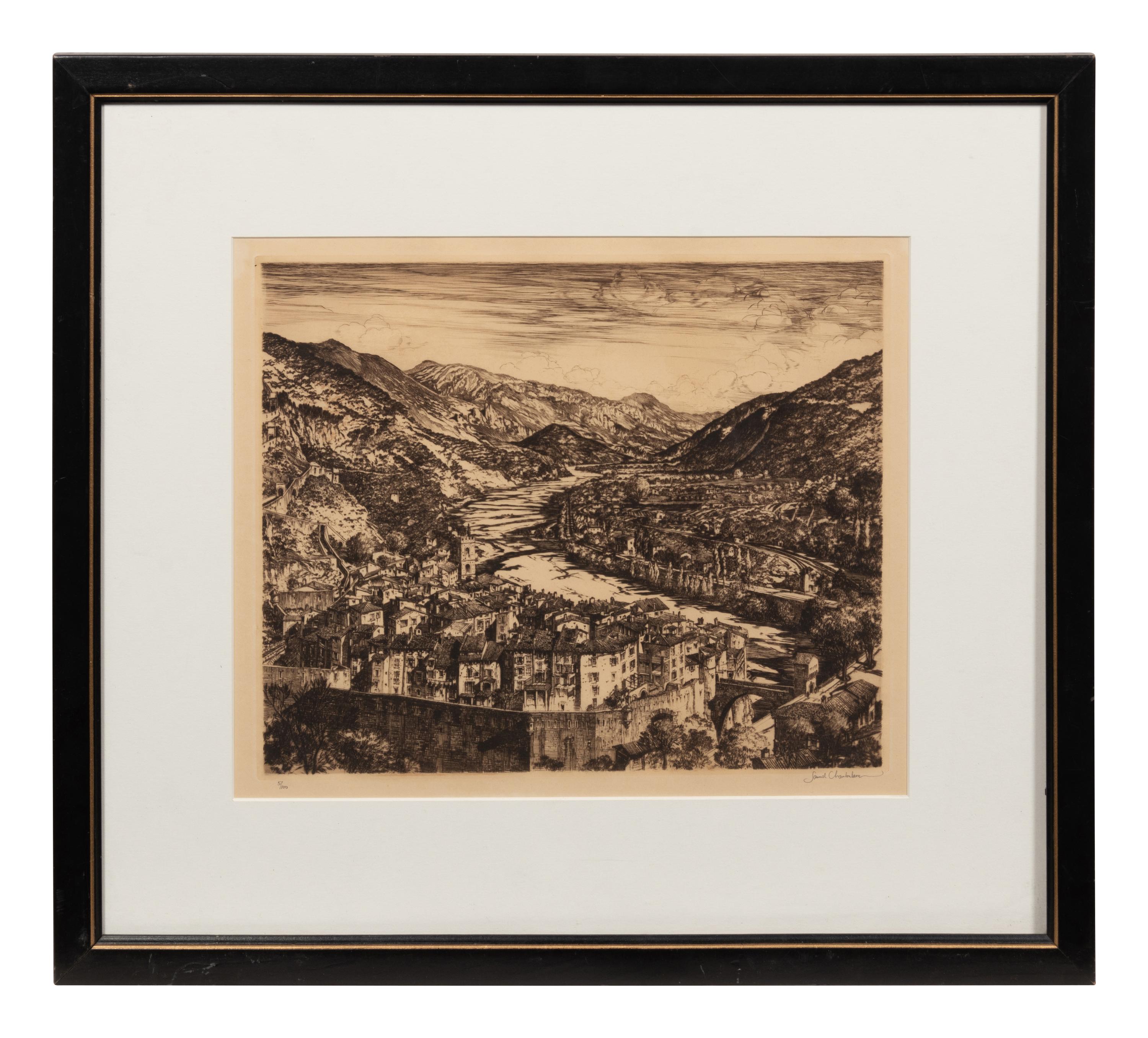 A group of three American prints (Aaron Bohrod, Summertime ; Syd Browne, Along the Canal ; Samuel Chamberlain, Valley of the Var )