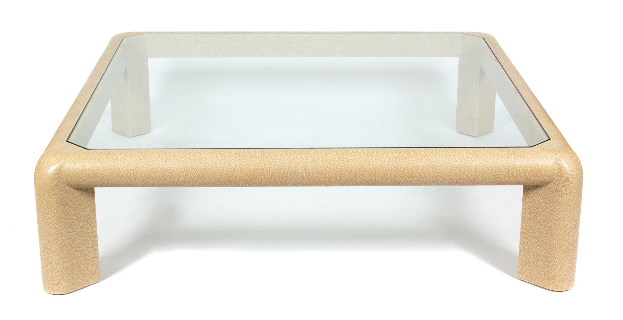 A Karl Springer Style Coffee Table Height 16 x wisth 60 x depth 60 inches. — LATE 20TH CENTURY