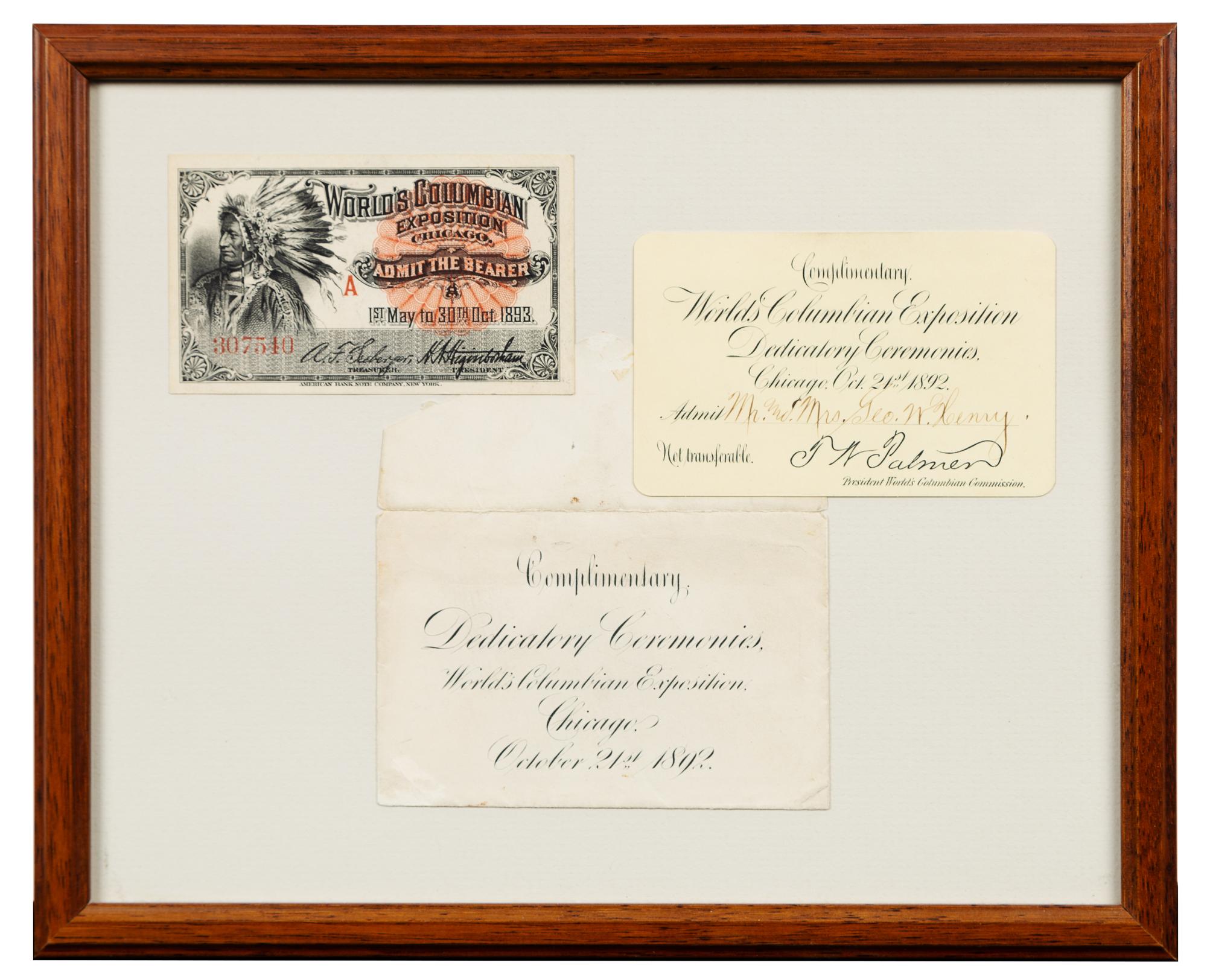 [COLUMBIAN EXPOSITION]. A group of 3 Columbian Exposition ephemera.