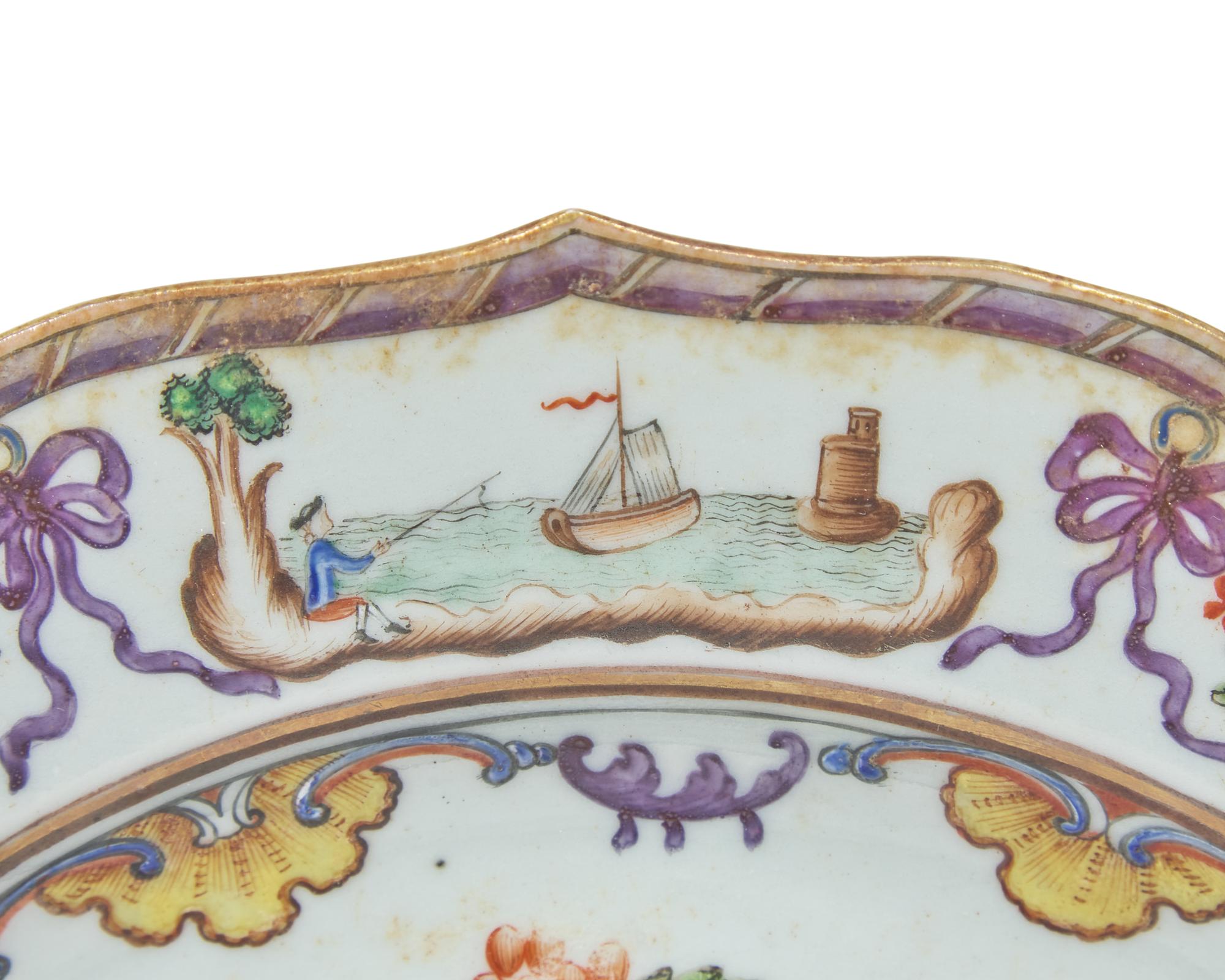 A rare and important group of nine Chinese Export porcelain tablewares from the "Saldanha Dinner Service," late 18th century