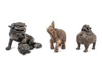 Three Chinese Bronze Figures of Animals